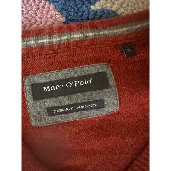 Men XL Marc O'Polo Eddy Superlight Lambswool V-Neck Pullover Rust Orange Sweater - Picture 4 of 4